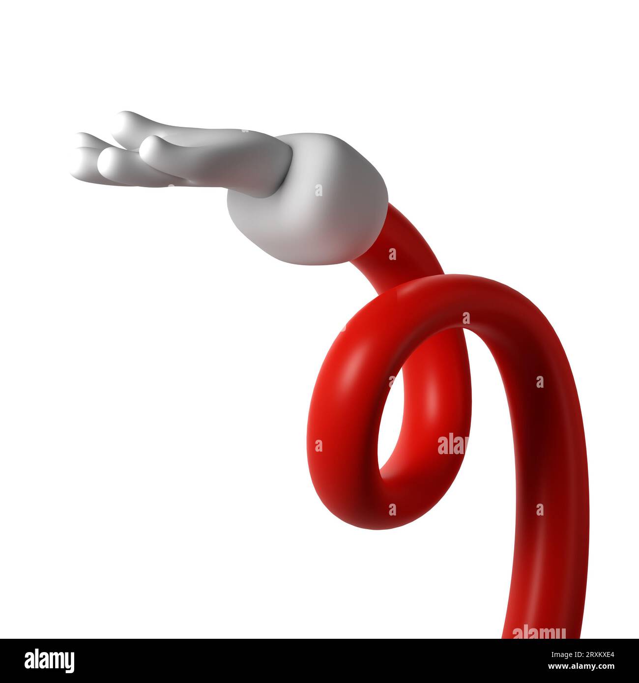 Mignon main de dessin animé 3D main de paume ouverte de l'icône de Noël du Père Noël. Rendre l'hiver prendre, donner, tenir quelque chose. Style drôle amical sur blanc Banque D'Images