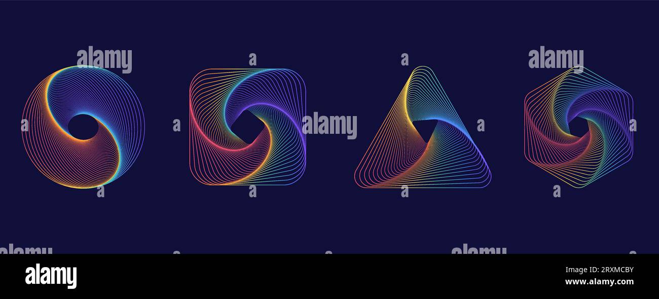 Formes abstraites en couleur arc-en-ciel tendance. Rétro tendance des années 1980, style des années 90. Illustration vectorielle. Illustration de Vecteur