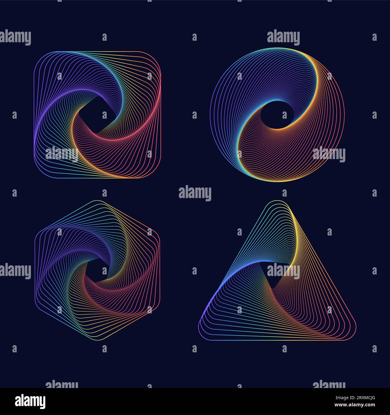 Formes abstraites en couleur arc-en-ciel tendance. Rétro tendance des années 1980, style des années 90. Illustration vectorielle. Illustration de Vecteur
