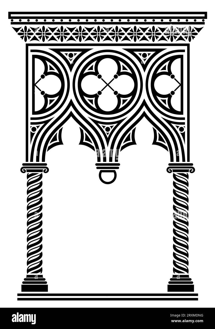 Ancienne arche architecturale gothique vénitienne ou galerie Illustration de Vecteur