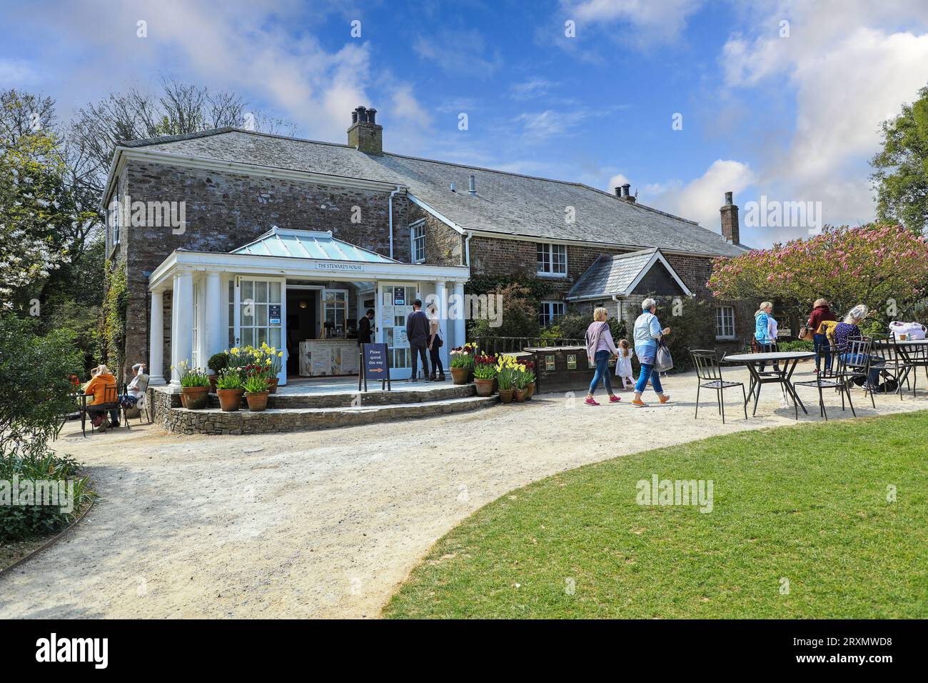 The Steward's House café et kiosque de nourriture aux Lost Gardens of Heligan, Pentewan, St.Austell, Cornouailles, Angleterre, ROYAUME-UNI Banque D'Images