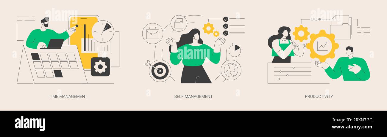 Illustrations vectorielles abstraites de logiciels de productivité. Illustration de Vecteur