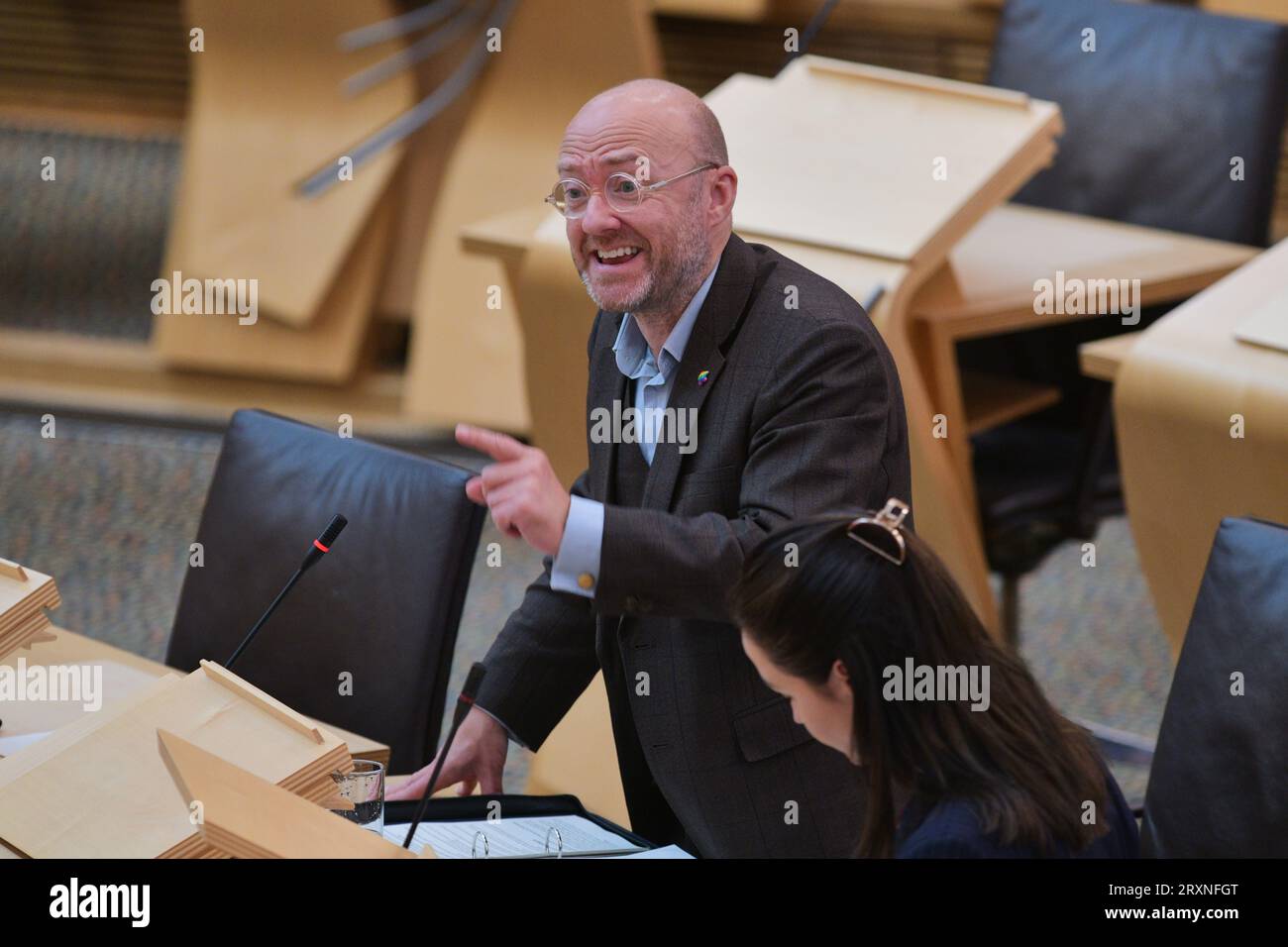 Édimbourg Écosse, Royaume-Uni 26 septembre 2023. Patrick Harvie MSP co-chef du Parti vert écossais au Parlement écossais. crédit sst/alamy live news Banque D'Images