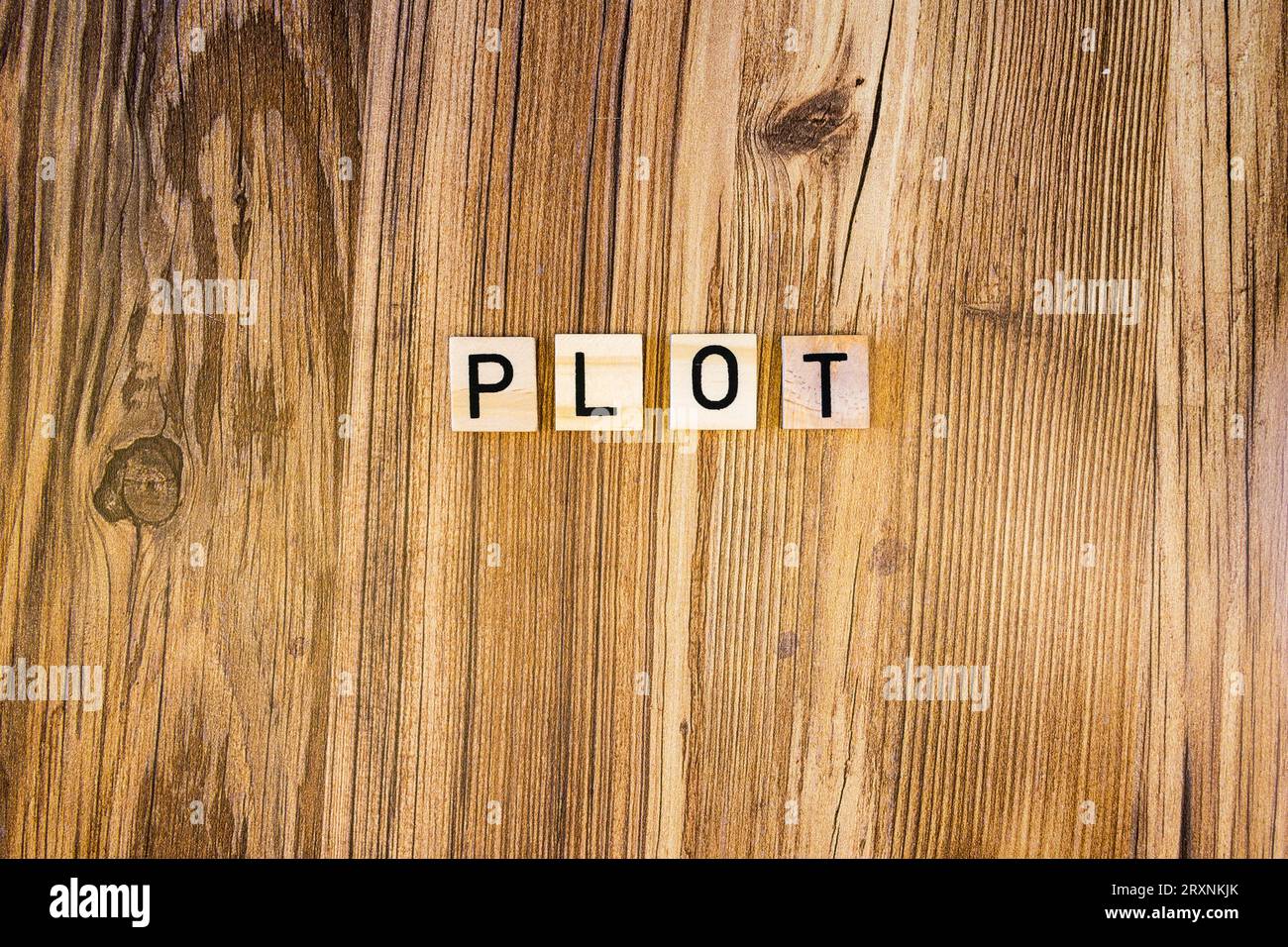 Tracé plat fait de lettres gravées au laser Banque D'Images