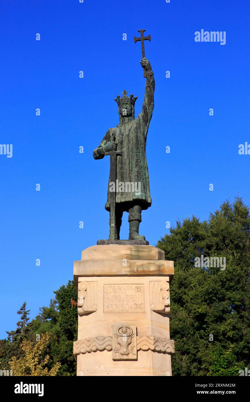 Monument au prince de Moldavie Étienne le Grand (mort le 2 juillet 1504) à Chisinau, Moldavie Banque D'Images