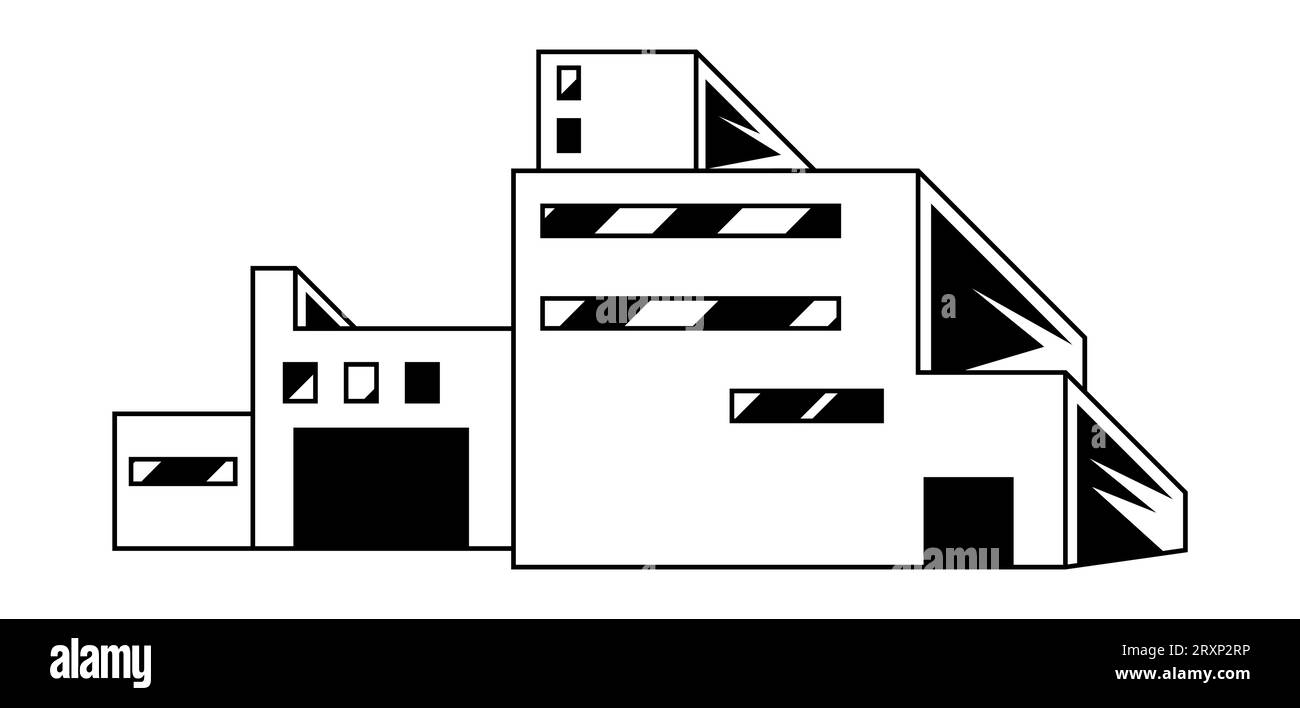 Illustration d'un bâtiment industriel. Vue manufacture urbaine des constructions. Illustration de Vecteur