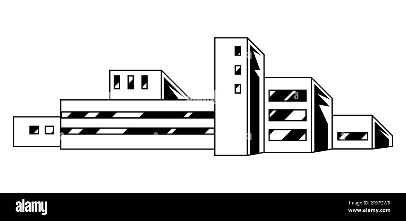Illustration d'un bâtiment industriel. Vue manufacture urbaine des constructions. Illustration de Vecteur