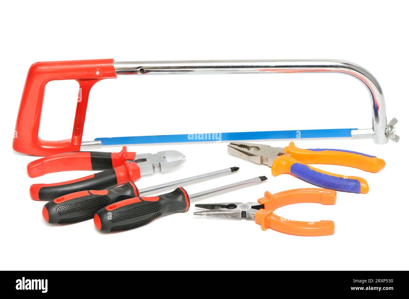 collection d'outils à main isolés sur blanc Banque D'Images