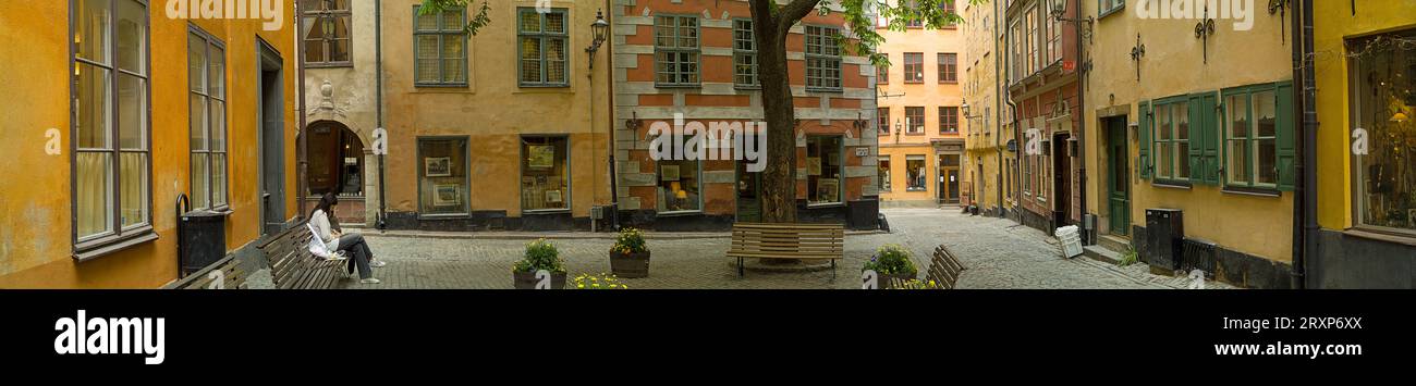 Petite place dans la vieille ville historique, Stockholm, Comté de Stockholm, Suède Banque D'Images