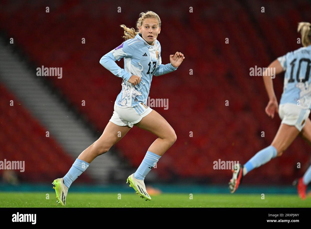 Glasgow, Royaume-Uni. 26 septembre 2023. La Belge Jarne Teulings photographiée en action lors d'un match entre l'Écosse et l'équipe nationale féminine de Belgique les Red Flames, match 2/6 de l'UEFA Women's Nations League 2023-24, le mardi 26 septembre 2023, à Glasgow, en Écosse. BELGA PHOTO DAVID CATRY crédit : Belga News Agency/Alamy Live News Banque D'Images