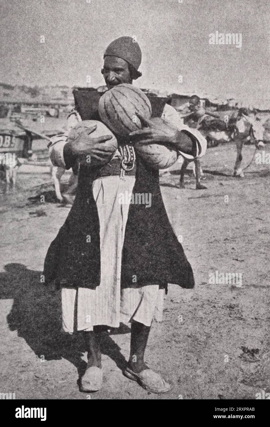 Vente de pastèques en Irak, vers 1937 Banque D'Images
