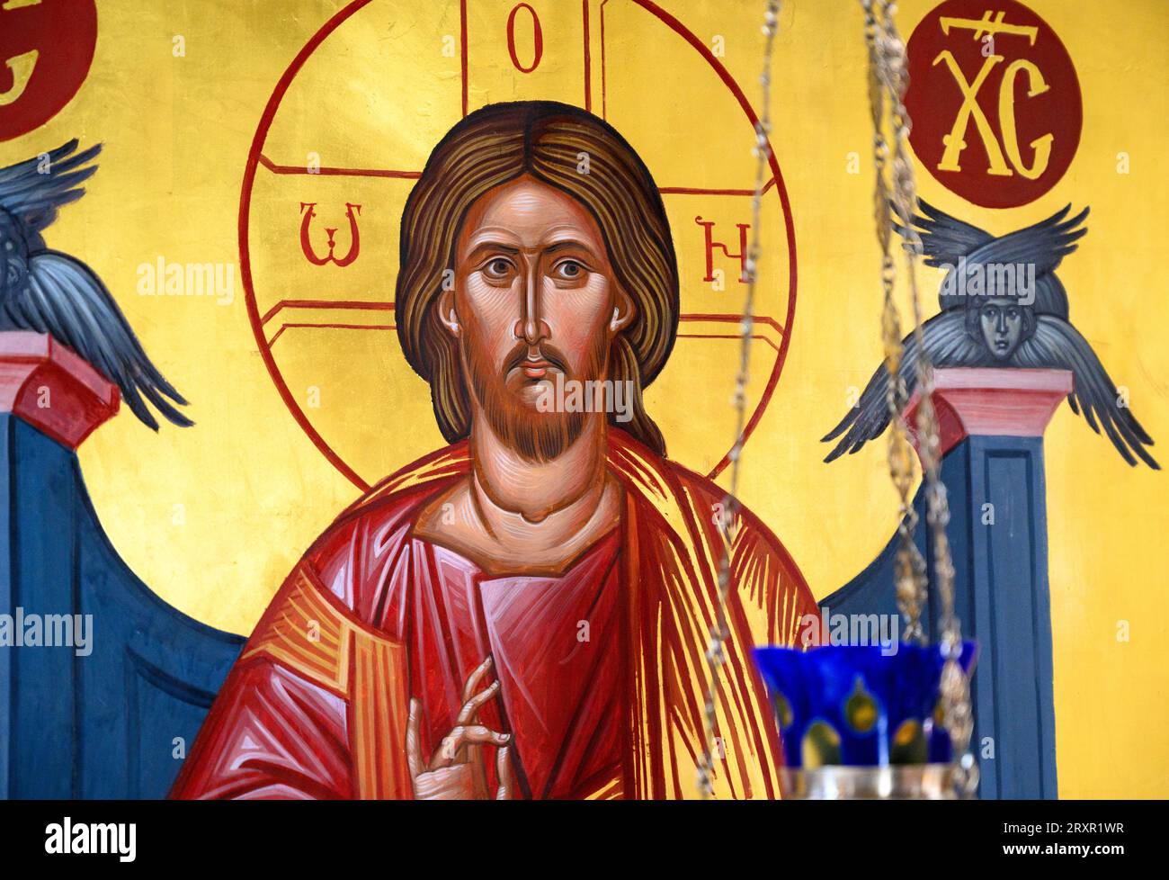 Christ Pantocrator – le souverain tout-puissant. Monastère de Žitomislić, Bosnie-Herzégovine. Banque D'Images