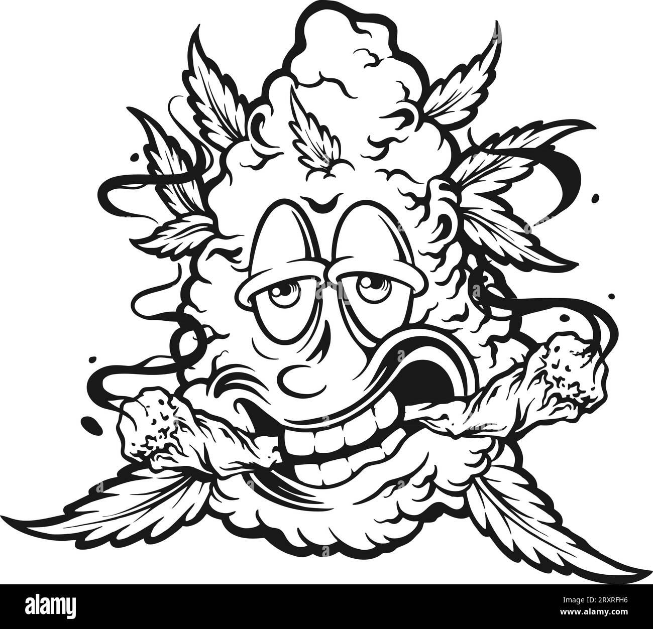 Cannabis bourgeon créature monstre Happy Highs illustrations vectorielles pour votre logo de travail, t-shirt de marchandises, autocollants et dessins d'étiquettes, affiche, salutation Illustration de Vecteur