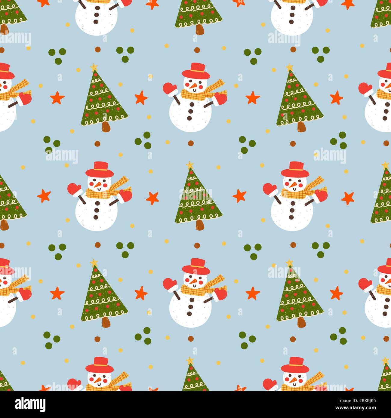 Joyeux et lumineux Noël Snowman Seamless Pattern Design Banque D'Images