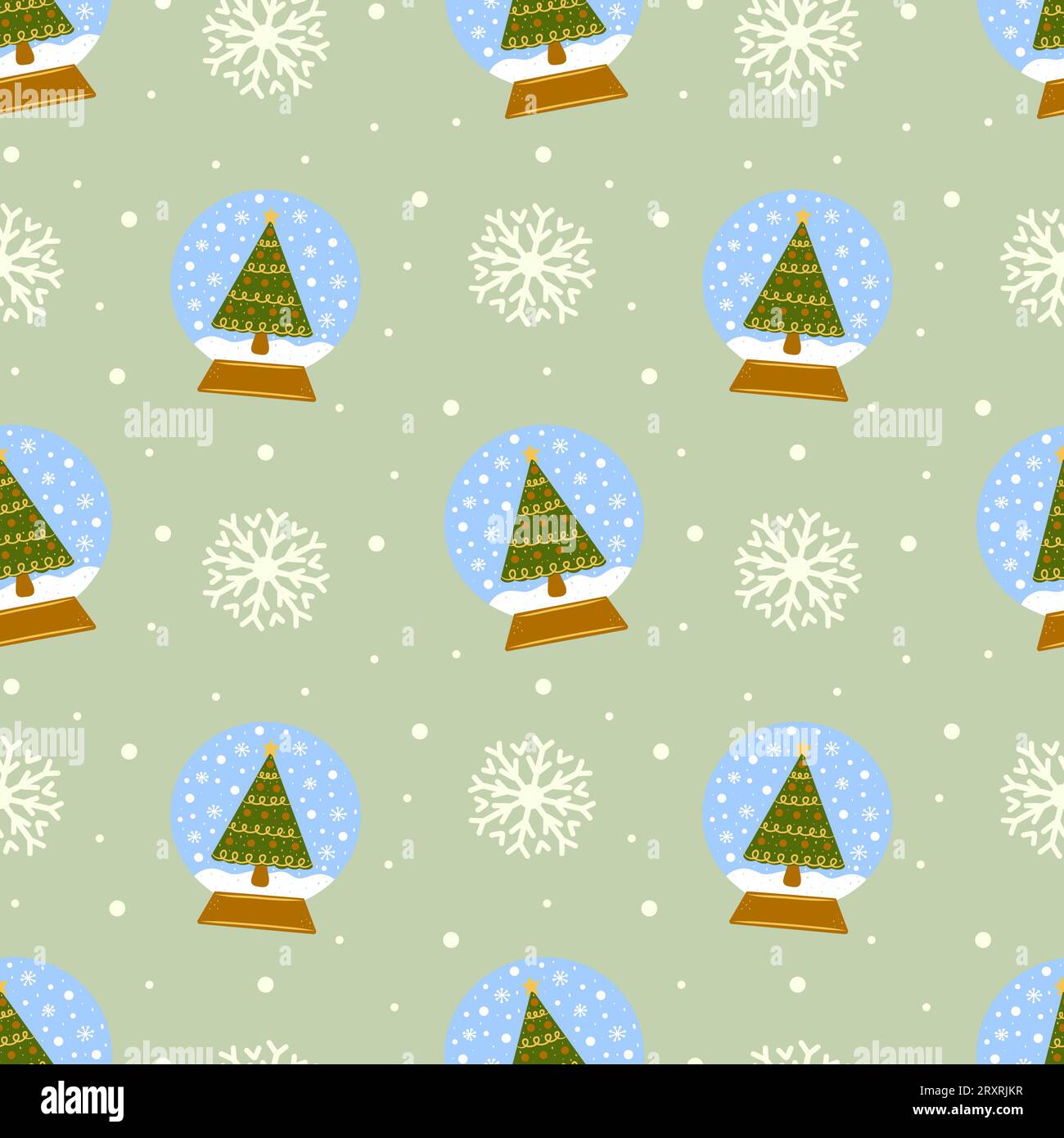 Joyeux et lumineux Noël Snow Globes Seamless Pattern Design Banque D'Images
