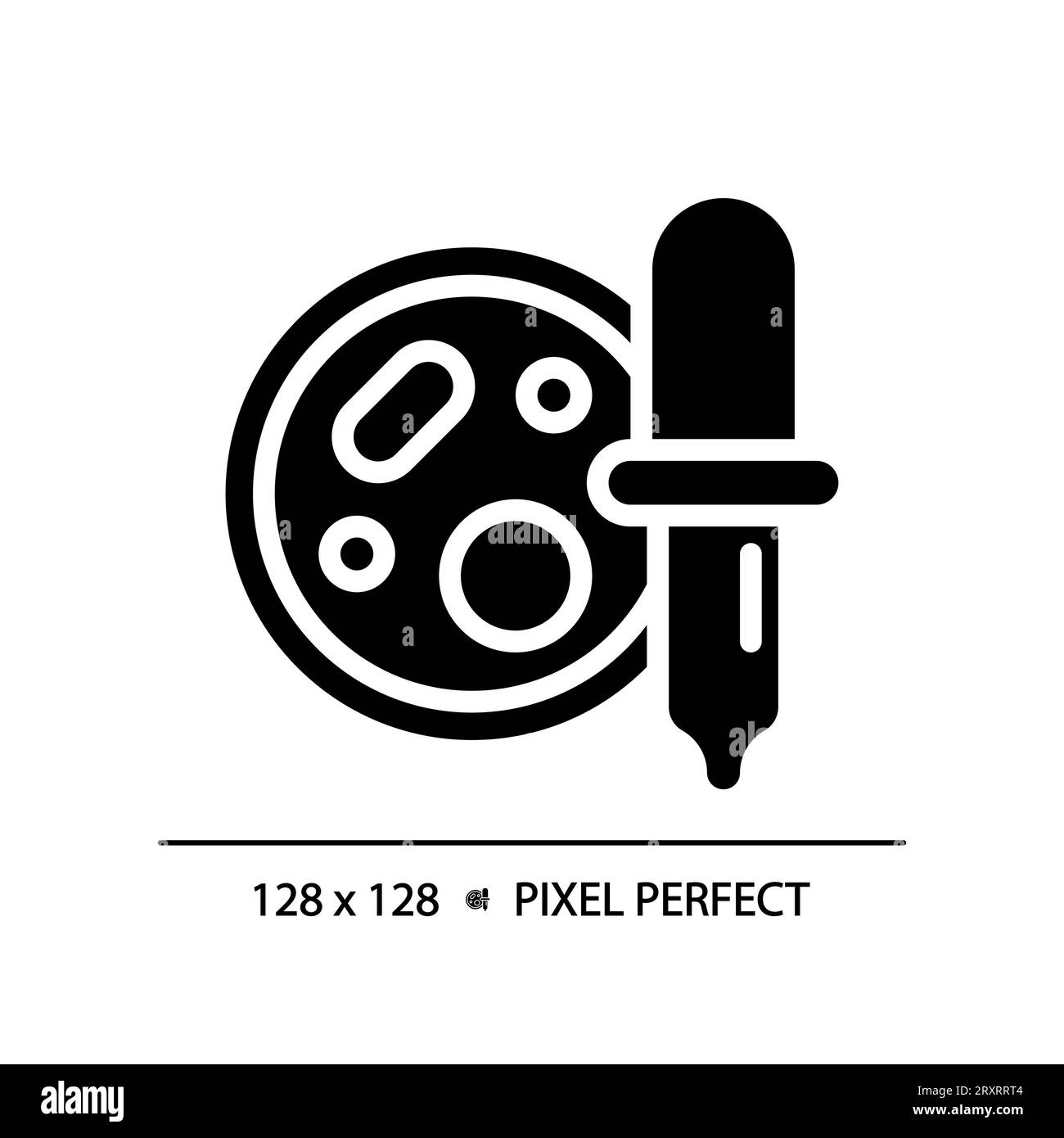 Bactéries noires de style glyphe 2D avec compte-gouttes simple icône Illustration de Vecteur