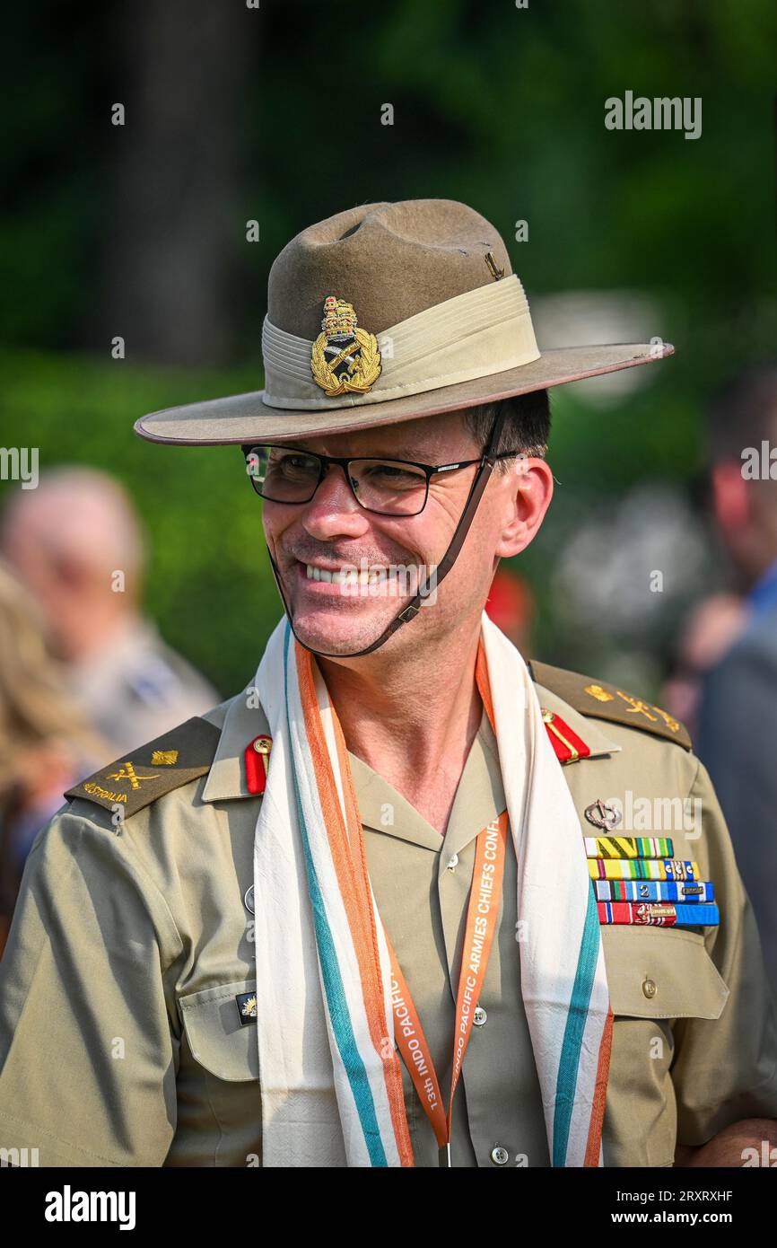 NEW DELHI, INDE - SEPTEMBRE 26 : Major General Smith, commandant adjoint de l'armée australienne lors de sa visite à Gandhi Smriti à Tees January Marg le 26 septembre 2023 à New Delhi, en Inde. (Photo de Sanchit Khanna/Hindustan Times/Sipa USA) Banque D'Images