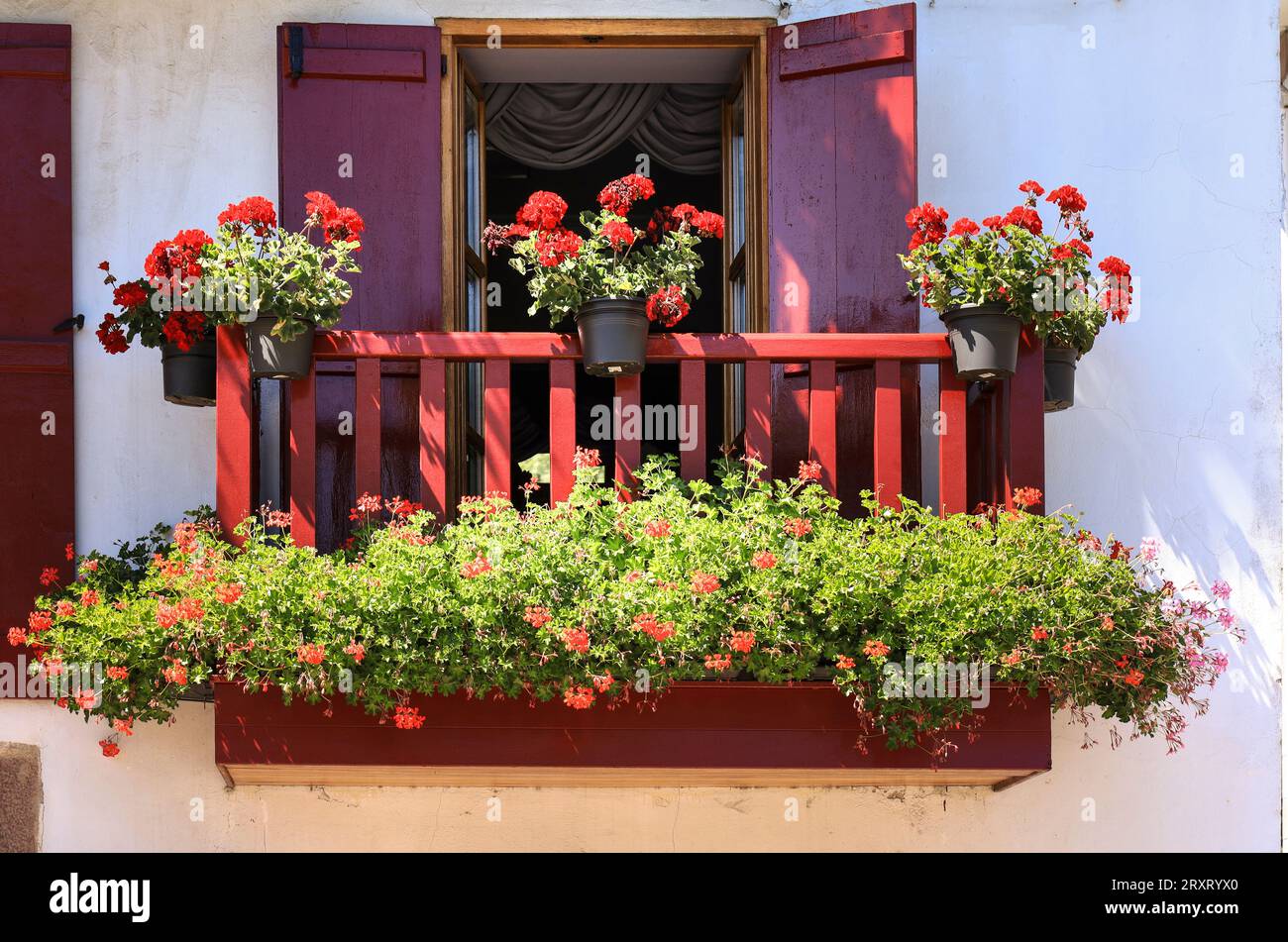 Maisons traditionnelles à colombages à Bera, un petit village en Espagne près de la frontière française Banque D'Images