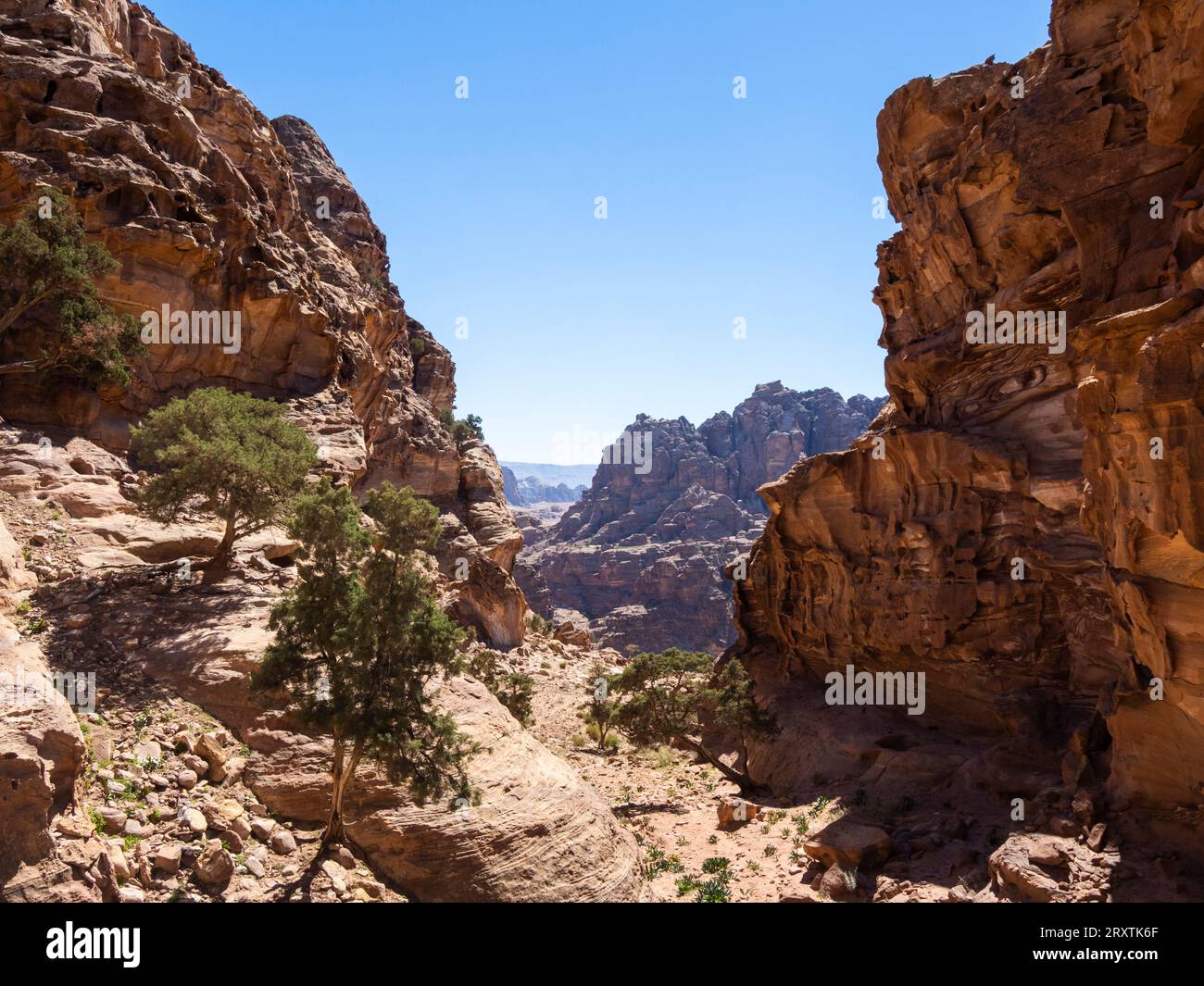 Vue de la fin du monde, Parc archéologique de Petra, site du patrimoine mondial de l'UNESCO, l'une des sept nouvelles merveilles du monde, Petra, Jordanie, Moyen-Orient Banque D'Images