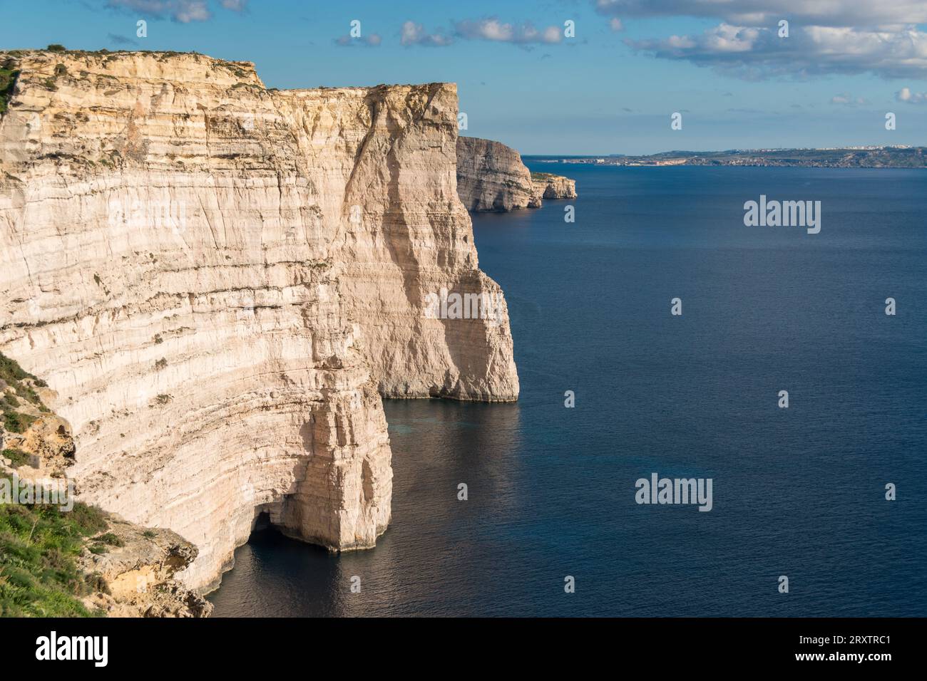 Falaises de l'île de Gozo, Malte Banque D'Images