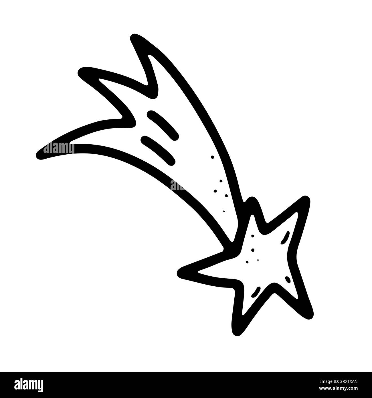 Comète doodle spatiale. Astéroïde dessiné à la main isolé sur fond blanc. Objet astronomique. Météorite de l'univers, signe de l'étoile tombante. Astronomie, astrologie Illustration de Vecteur