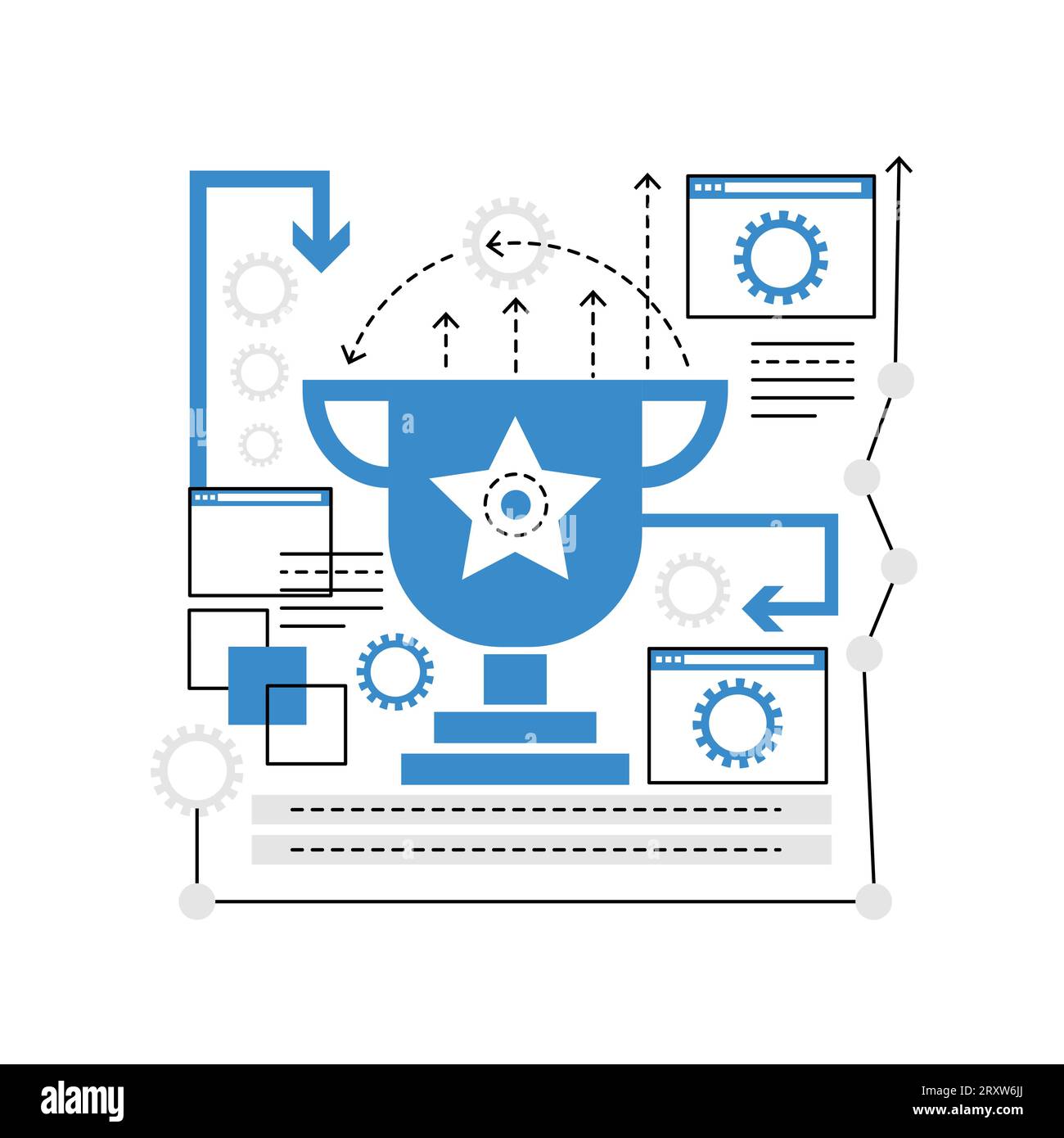 Site Web de haute qualité. Optimisation SEO, illustration d'icône graphique de stratégie de contrôle de qualité Illustration de Vecteur