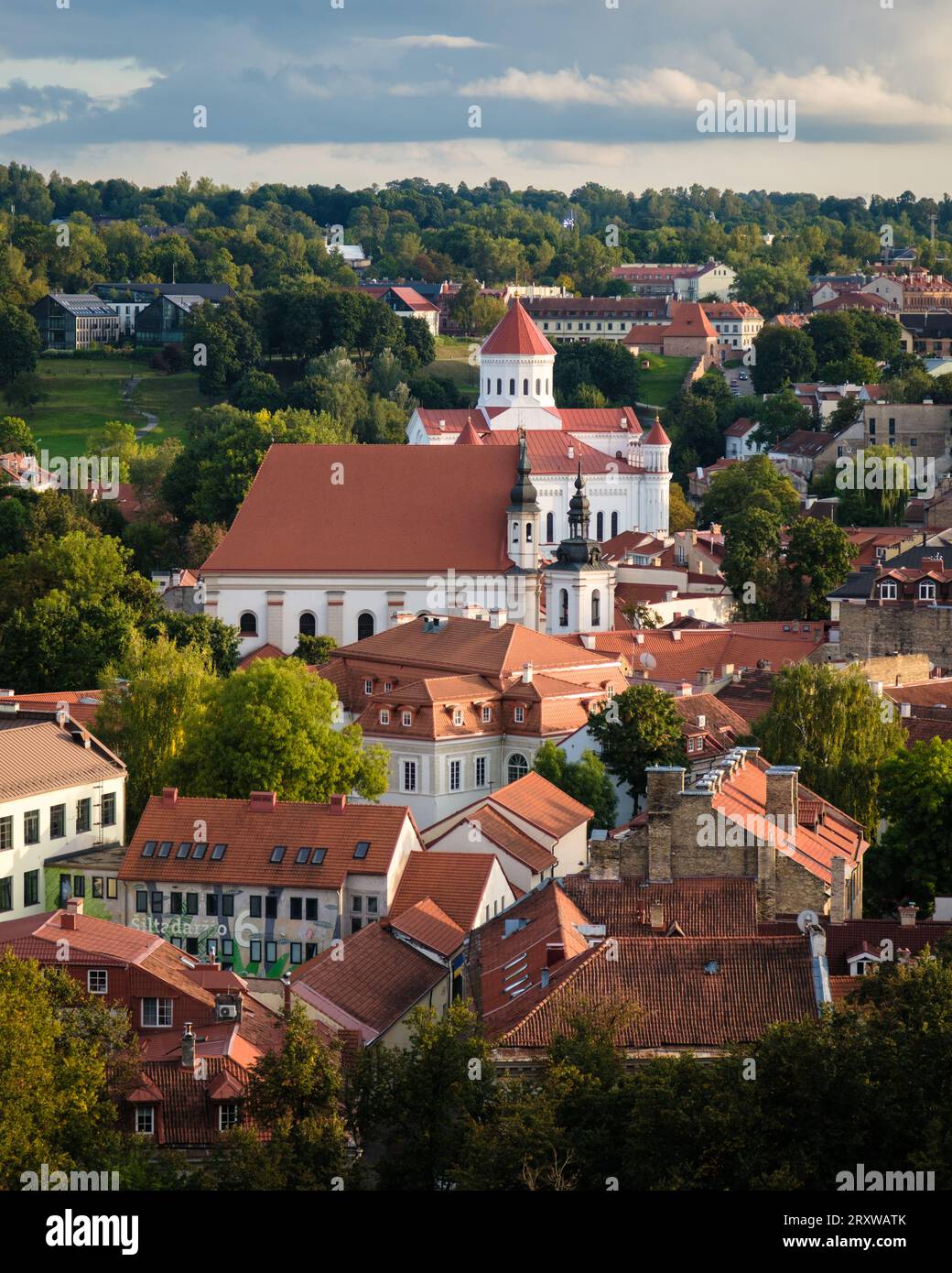 Vue de la vieille ville depuis la tour du château de Gediminas à Vilnius, Lituanie Banque D'Images