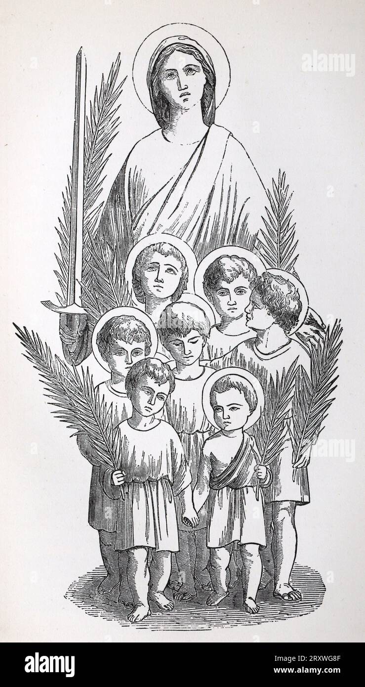 Sainte Felicitas et ses sept fils. Gravure de vies des Saints par Sabin Baring-Gould. Banque D'Images