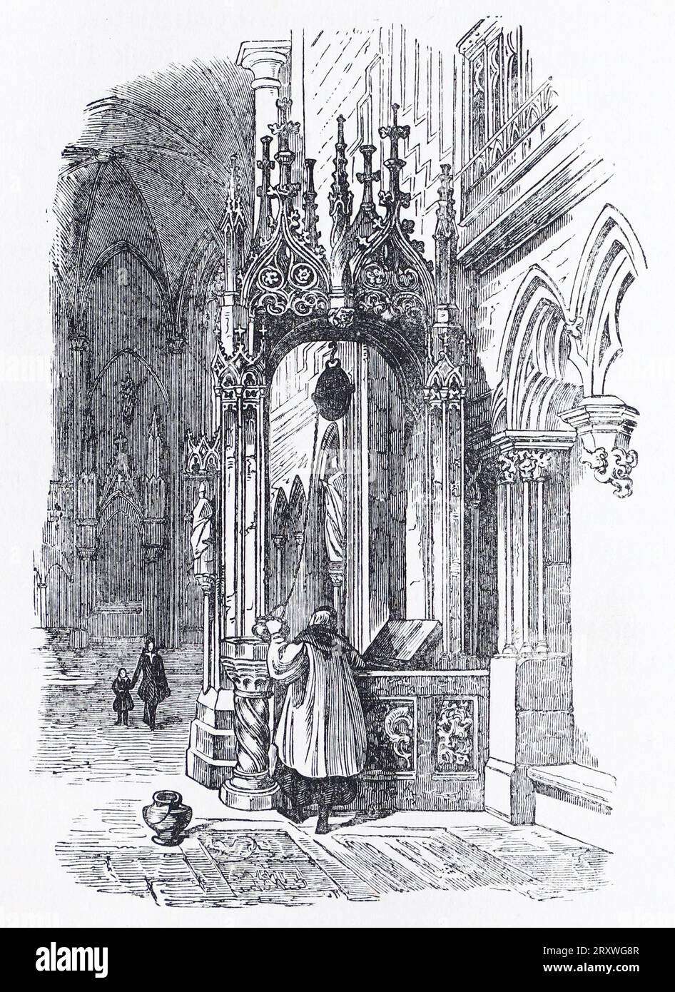 Le puits Saint dans la cathédrale de Ratisbonne. Gravure de vies des Saints par Sabin Baring-Gould. Banque D'Images