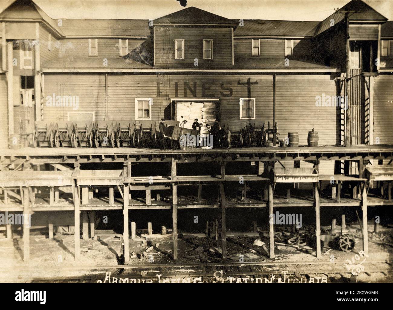 Histoire des chemins de fer, Histoire des trains, Icing Station 1900s, voiture de train réfrigérée, Juniata Pennsylvania Banque D'Images