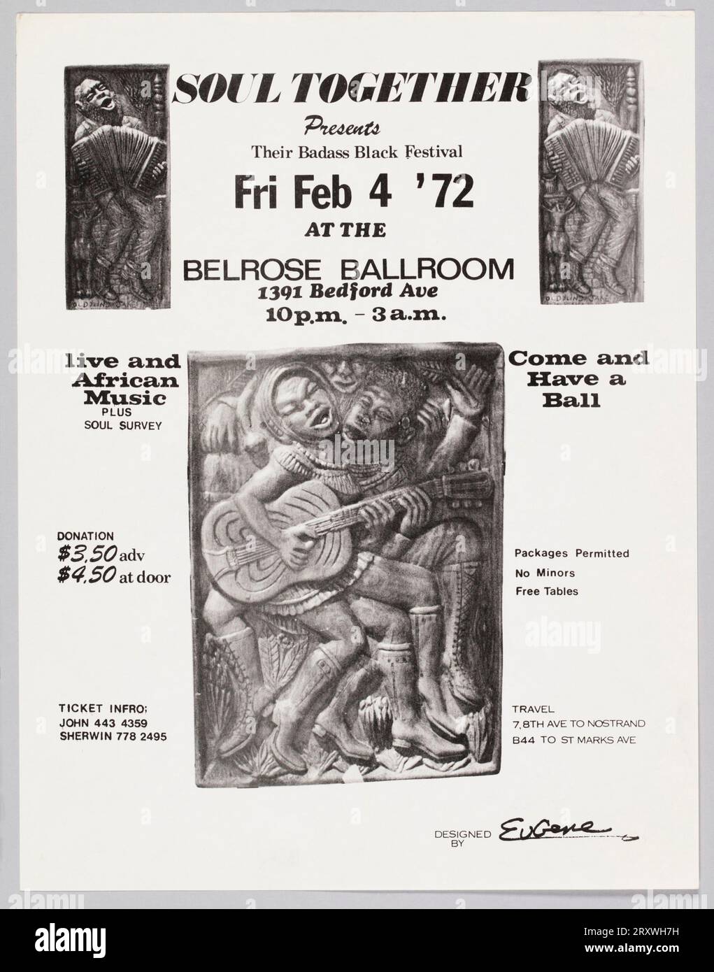 Flyer annonçant le Badass Black Festival de Soul Together 1972 Banque D'Images