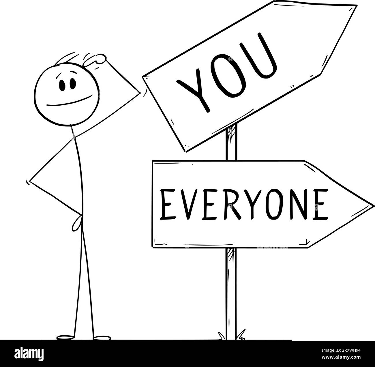 Individualité et opportunité, Vector Cartoon Stick Illustration de figure Illustration de Vecteur