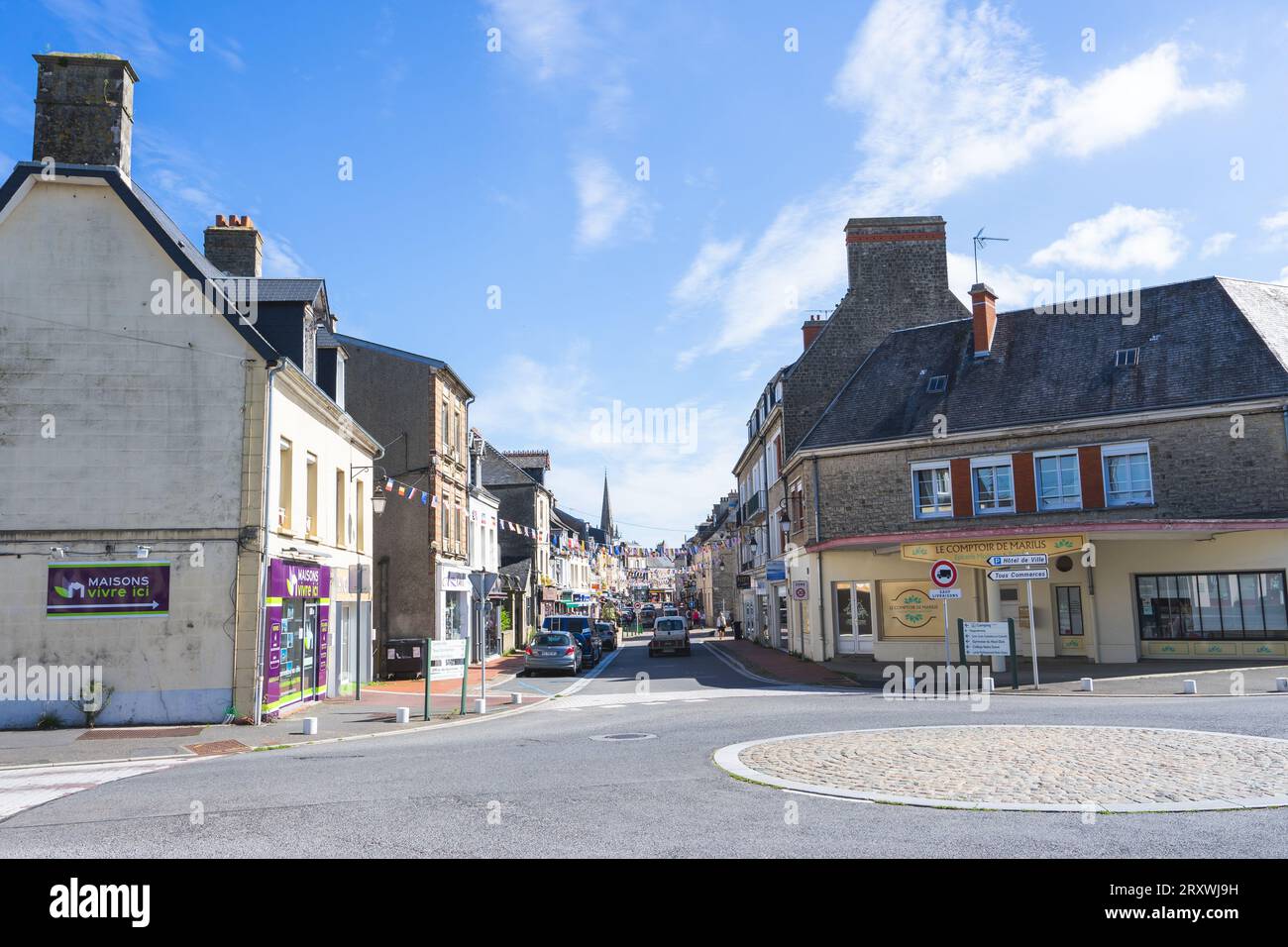 Centre-ville de Carentan, Normandie , France. Août 15 2023. Banque D'Images