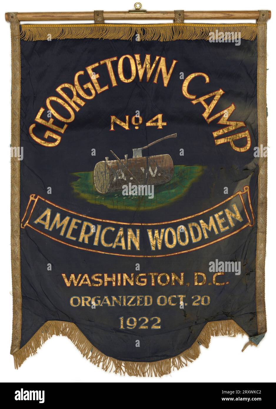 Bannière American Woodmen pour Georgetown Camp No. 4 1922-1952 Banque D'Images