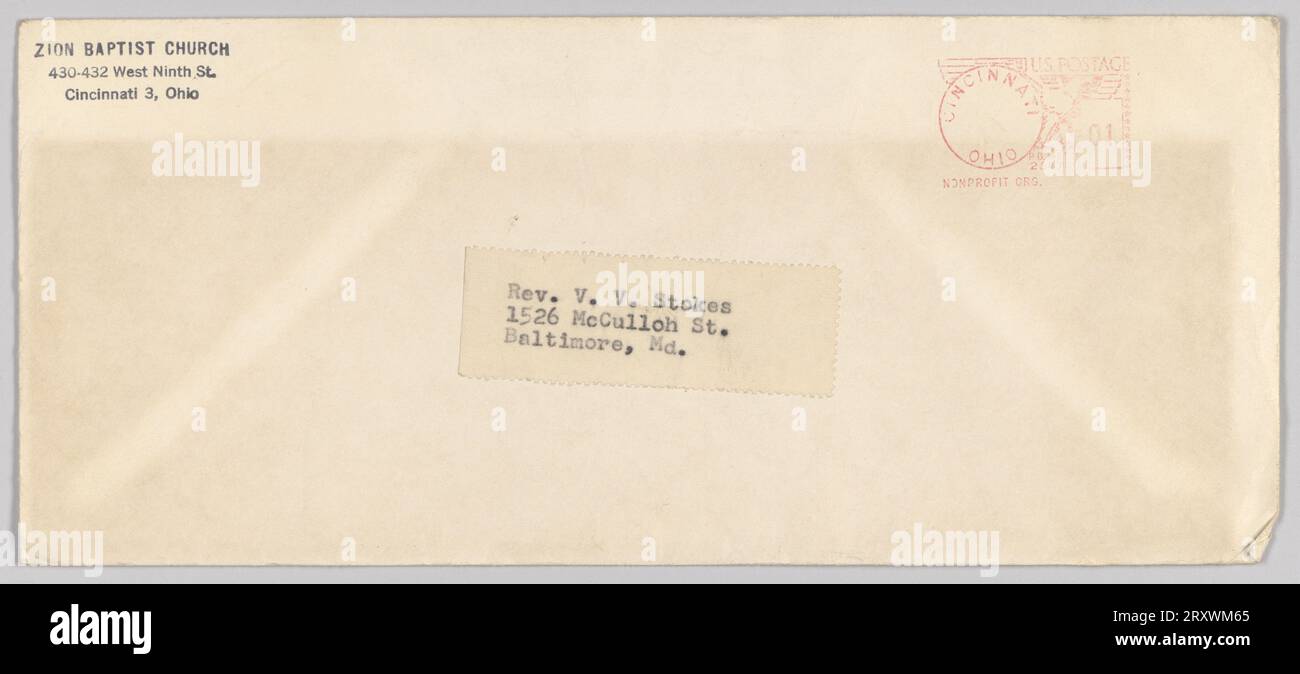Enveloppe pour l'appel de prière de la Nation vol. 2 No 4 1956-1957 Banque D'Images