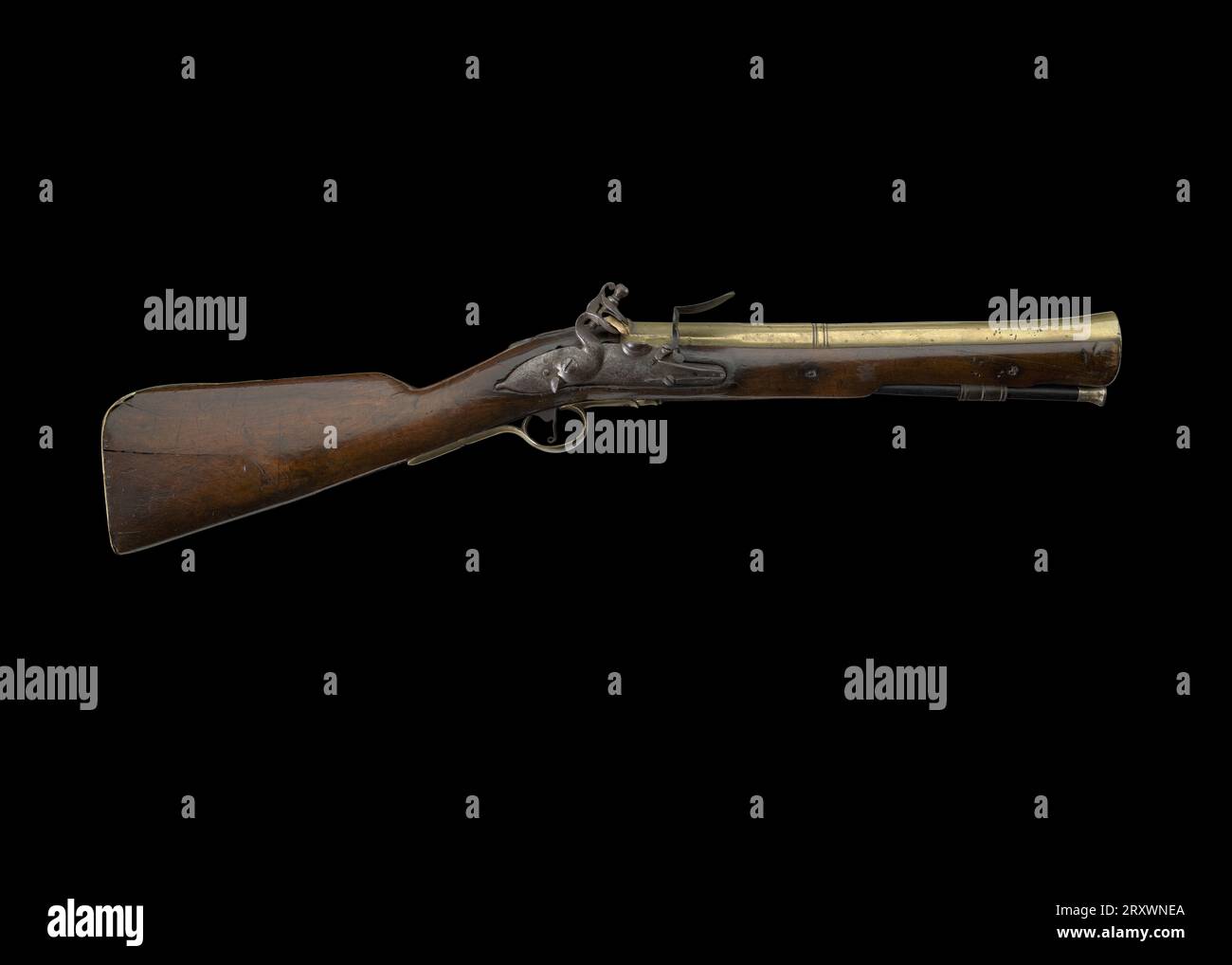 Blunderbuss britannique à barreaux en laiton fin 17e - début 18e siècle Banque D'Images