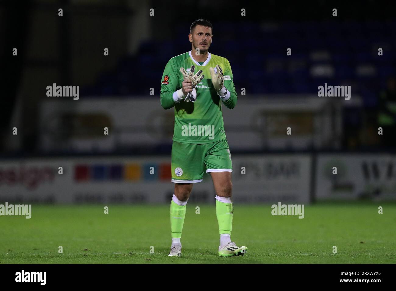 Pete Jameson de Hartlepool United lors du match de la Ligue nationale de Vanarama entre Hartlepool United et Solihull Moors à Victoria Park, Hartlepool, le mardi 26 septembre 2023. (Photo : Mark Fletcher | MI News) Banque D'Images