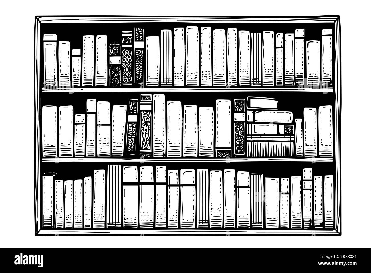 Croquis à l'encre dessiné à la main pour étagère. Illustration vectorielle vintage de style gravé. Illustration de Vecteur