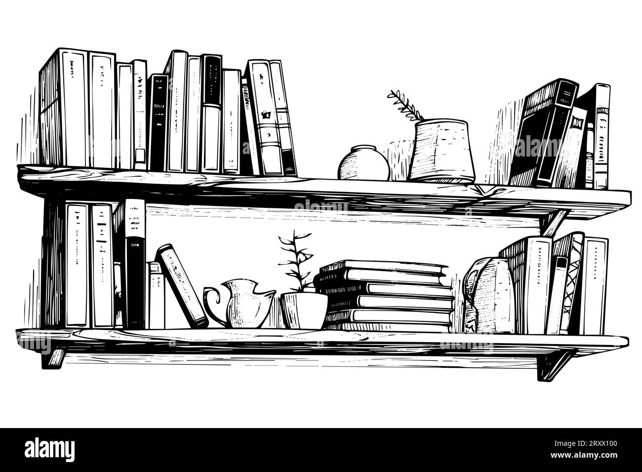 Croquis à l'encre dessiné à la main pour étagère. Illustration vectorielle vintage de style gravé. Illustration de Vecteur
