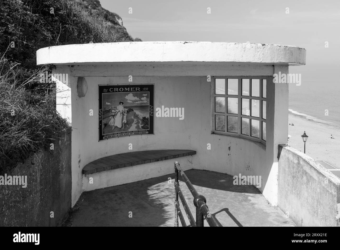 Abris Art Déco, Cromer, Norfolk, Angleterre, Royaume-Uni, Europe Banque D'Images