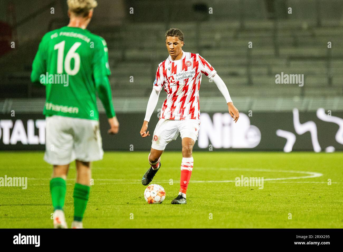 Aalborg, Danemark. 26 septembre 2023. Sebastian Otoa (34) d'Aalborg BK vu lors du match Oddset Pokalen entre Aalborg BK et FC Fredericia à Aalborg Portland Park à Aalborg. (Crédit photo : Gonzales photo - Balazs Popal). Banque D'Images