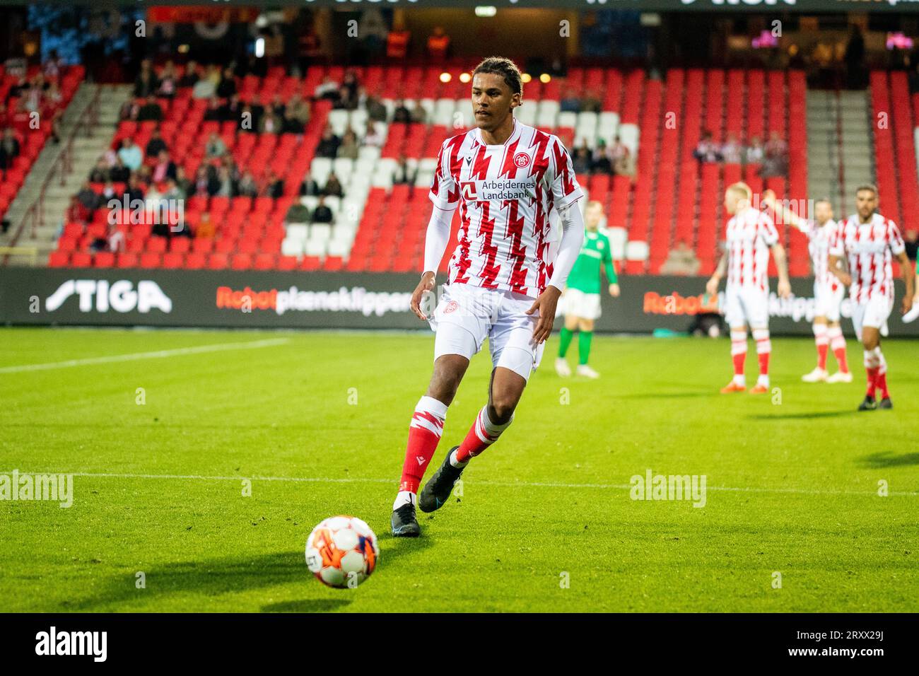 Aalborg, Danemark. 26 septembre 2023. Sebastian Otoa (34) d'Aalborg BK vu lors du match Oddset Pokalen entre Aalborg BK et FC Fredericia à Aalborg Portland Park à Aalborg. (Crédit photo : Gonzales photo - Balazs Popal). Banque D'Images