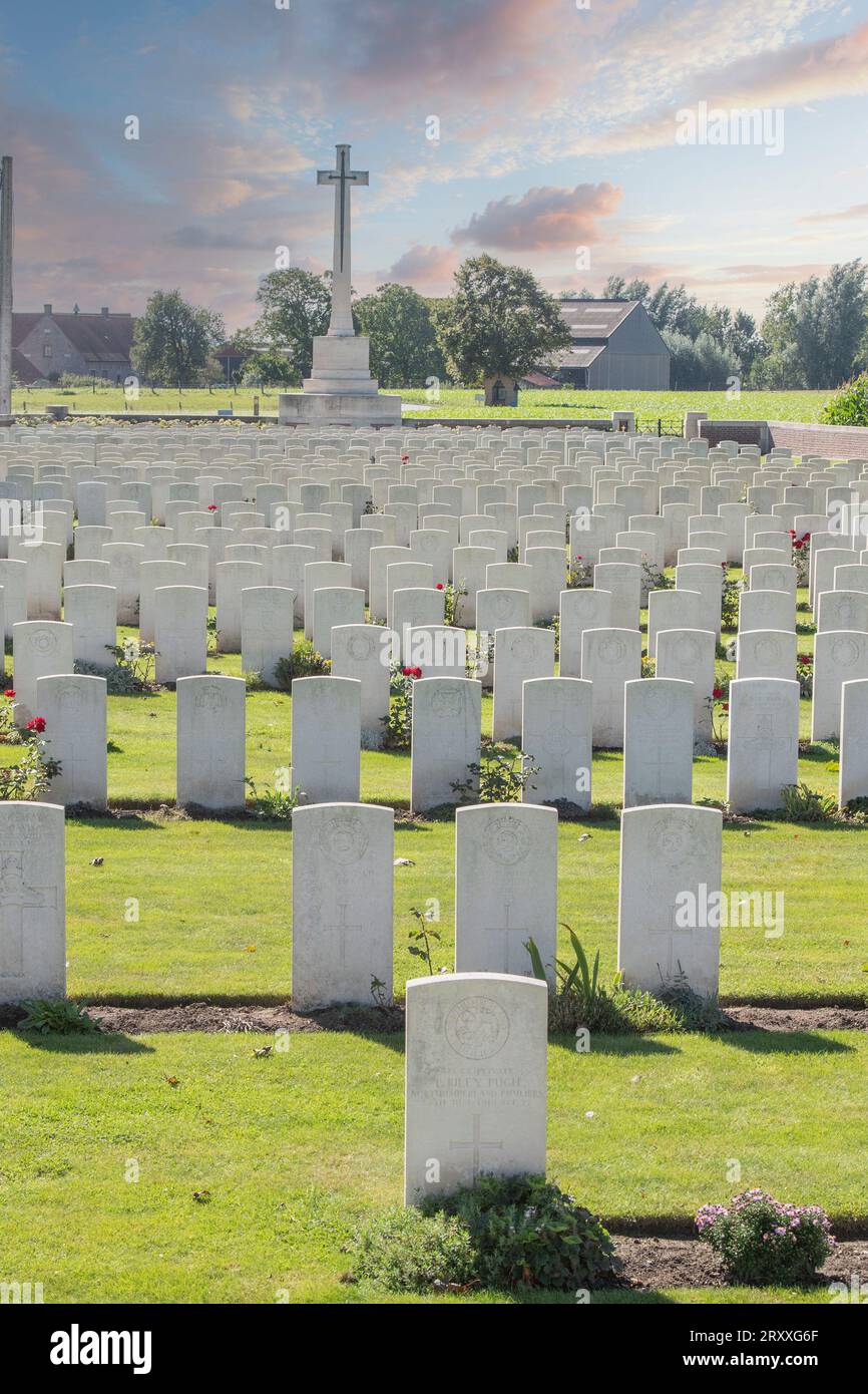 Cimetière de guerre Canada Farm, Belgique Banque D'Images