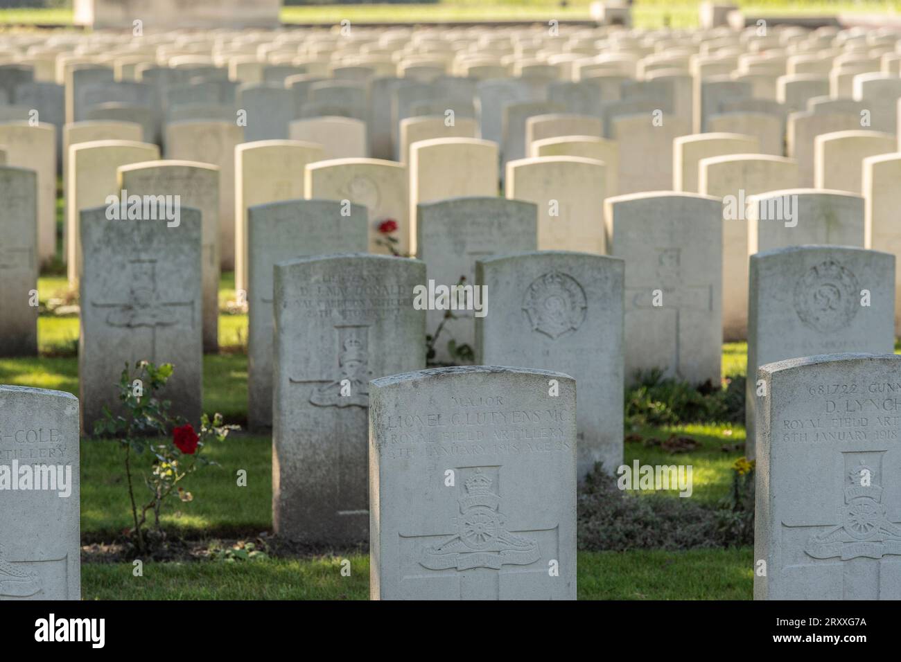 Cimetière de guerre Canada Farm, Belgique Banque D'Images
