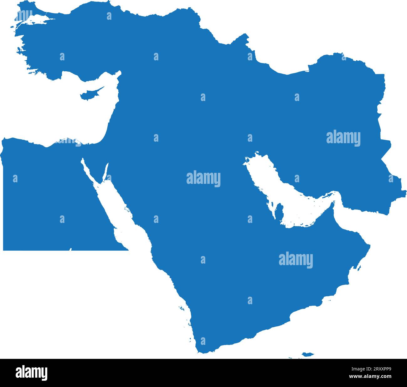 Carte de couleur CMJN BLEU du MOYEN-ORIENT Illustration de Vecteur