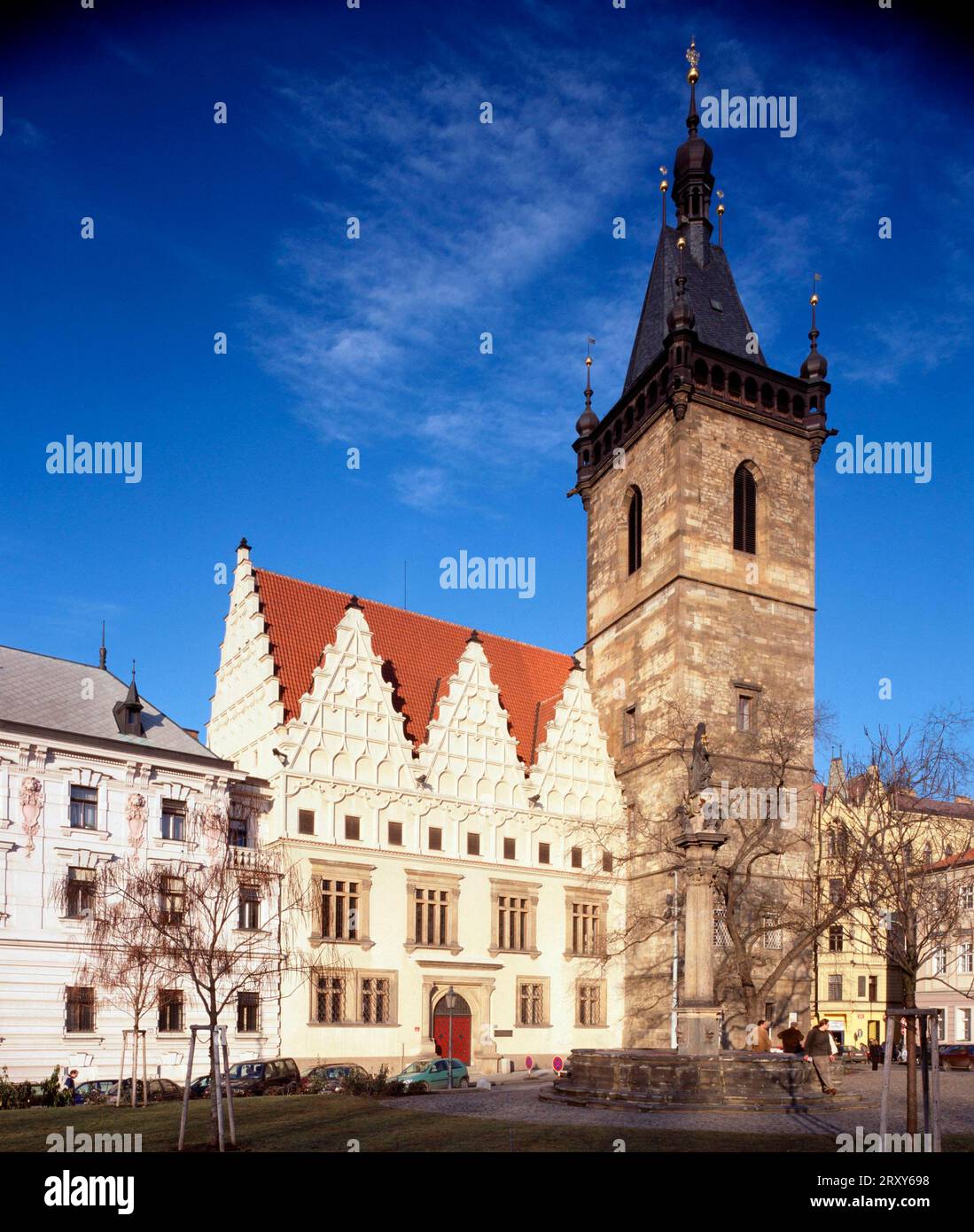New Town Hall, Charles Square, New Town, Prague, Tchéquie, place Charles, Nouvelle ville, Prague, portrait, vertical, République tchèque Banque D'Images