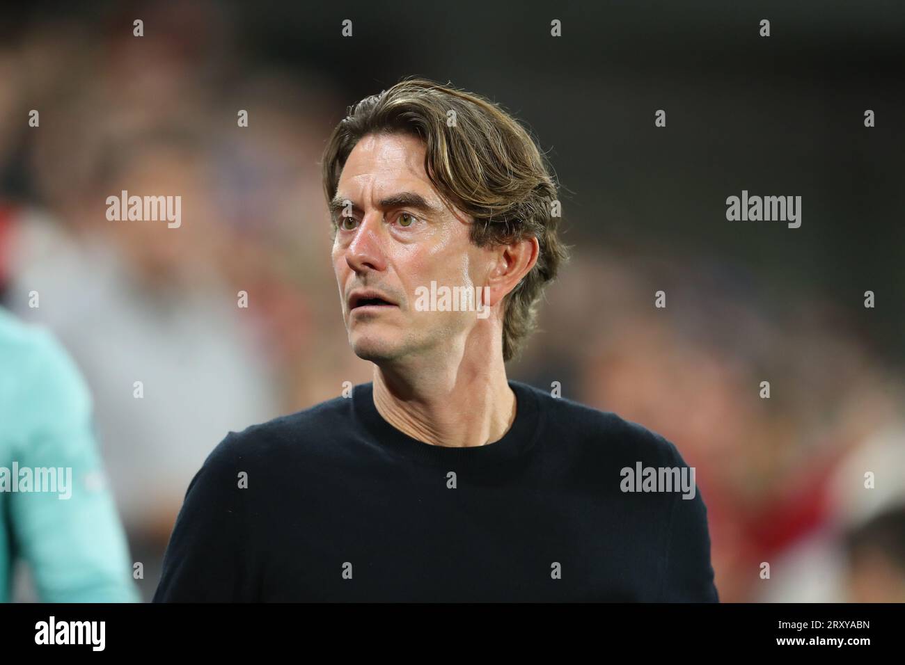 27 septembre 2023 ; Gtech Community Stadium, Brentford, Londres, Angleterre; Carabao Cup football, Brentford contre Arsenal ; entraîneur de Brentford Thomas Frank Banque D'Images