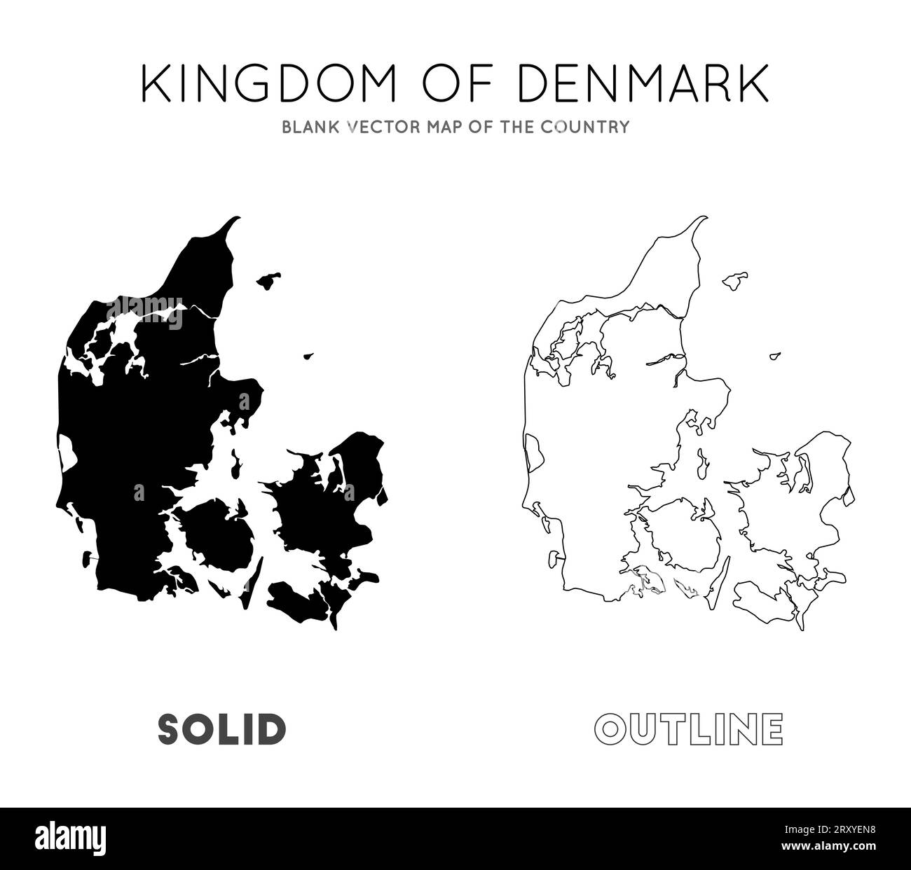 Carte du Danemark. Carte vectorielle vierge du pays. Frontières du Danemark pour votre infographie. Illustration vectorielle. Illustration de Vecteur