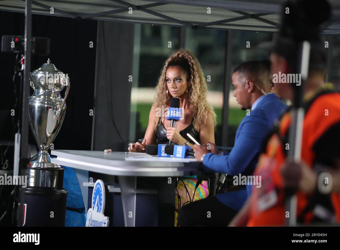 Fort Lauderdale, États-Unis, 27 septembre 2023 diffuseur Kate Abdo fort Lauderdale, États-Unis, 27 septembre 2023 Inter Miami CF v Houston Dynamo, Lamar Hunt Open Cup final, crédit : Chris Arjoon/photo Banque D'Images