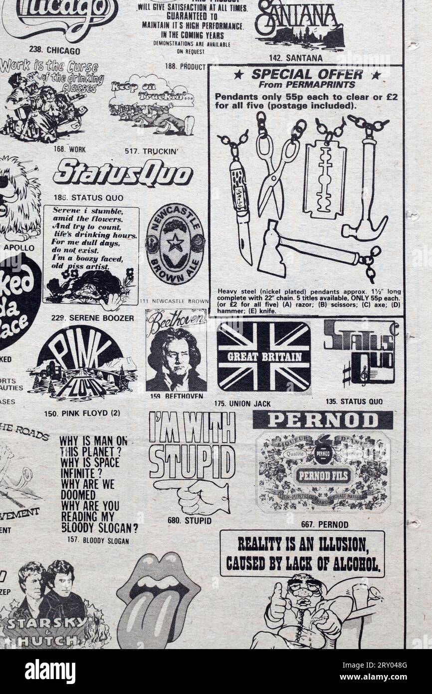 Publicité pour le numéro des années 1970 de NME New musical Express Music Paper Banque D'Images